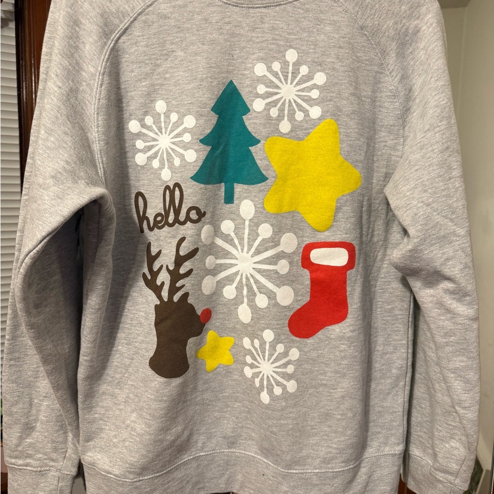 Hello Apparel Festive Gray Sweatshirt with Holiday Graphics